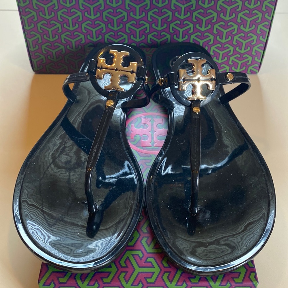 Tory Burch Mini Miller Flat Thong Perfect Black Size 11 - Picture 1 of 6
